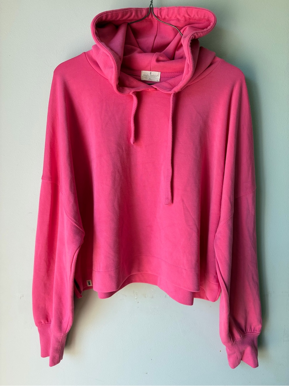 Simply Southern Hot Pink Crewneck Cropped Hoodie Size L